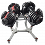 Пара регулируемых гантелей Original Fitness 40 кг на стойке