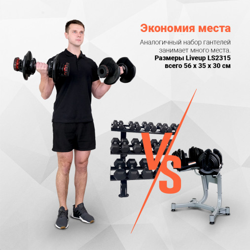 Гантель с регулировкой веса Liveup LS2315 (5-40 кг)