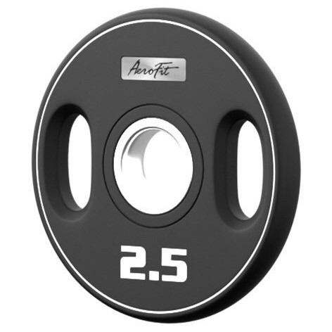 Олимпийский полиуретановый диск AeroFit 2,5 кг, черный, с 2-мя хватами Олимпийский полиуретановый диск AeroFit 2,5 кг, черный, с 2-мя хватами