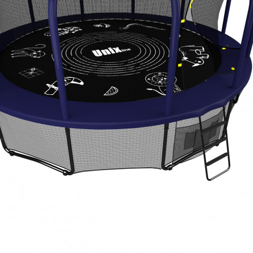 Батут пружинный с защитной сеткой UNIX line SUPREME GAME 16ft (синий) + баскетбольный набор Батут пружинный с защитной сеткой UNIX line SUPREME GAME 16ft (синий) + баскетбольный набор