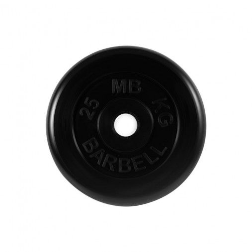 Набор обрезиненных дисков, черные MB Barbell, D-51 мм, 1,25-25 кг, "Стандарт" с метал. втулкой (общий вес 157,5 кг) 7 пар