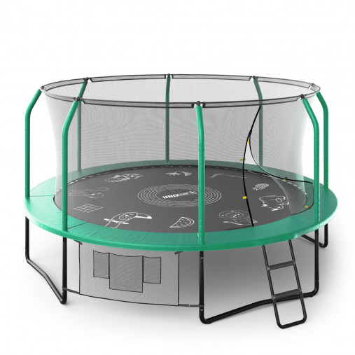 Батут каркасный UNIX line 14 ft (4.27 м) SUPREME GAME (зеленый) с внутренней защитной сетью и лесницей Батут каркасный UNIX line 14 ft (4.27 м) SUPREME GAME (зеленый) с внутренней защитной сетью и лесницей