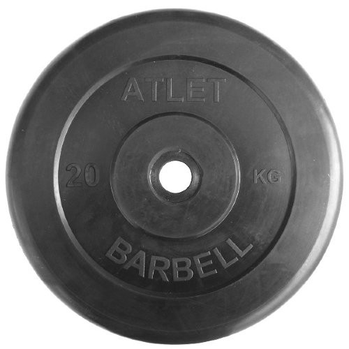 Набор обрезиненных дисков, черные MB Barbell, D-51 мм, 1,25-25 кг, АТЛЕТ (общий вес 157,5 кг)
