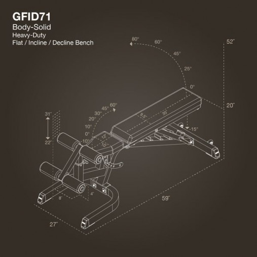 Усиленная силовая скамья Body-Solid GFID-71B (черная) с регулируемым углом наклона для пресса, упражнений со штангой и гантелями Усиленная силовая скамья Body-Solid GFID-71B (черная) с регулируемым углом наклона для пресса, упражнений со штангой и гантелями