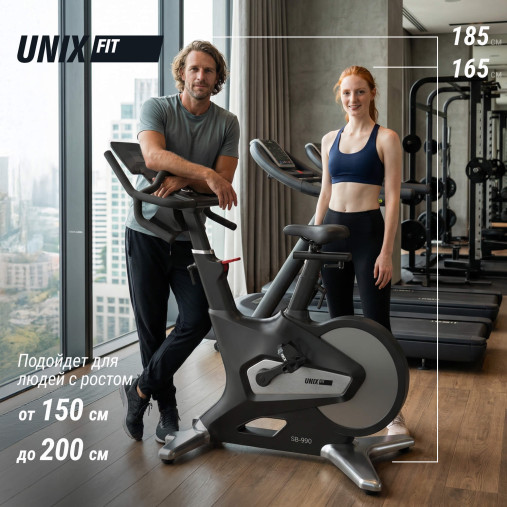 Спин-байк UNIX Fit SB-990 PRO велотренажер коммерческий с питанием от генератора